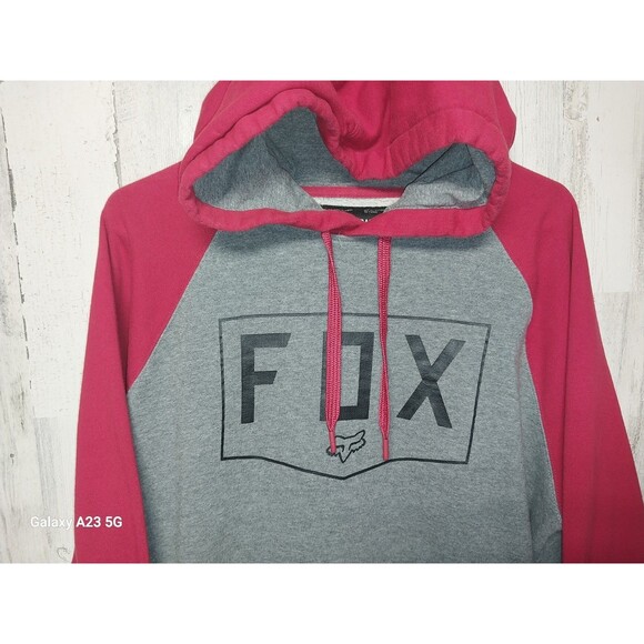 Fox Racing Men's XL Gray and Red Raglan Sleeve Hoodie with Fox Racing Logo's - Picture 4 of 8